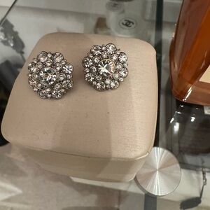 Fashion Jewelry Silver Crystal Cluster Earrings